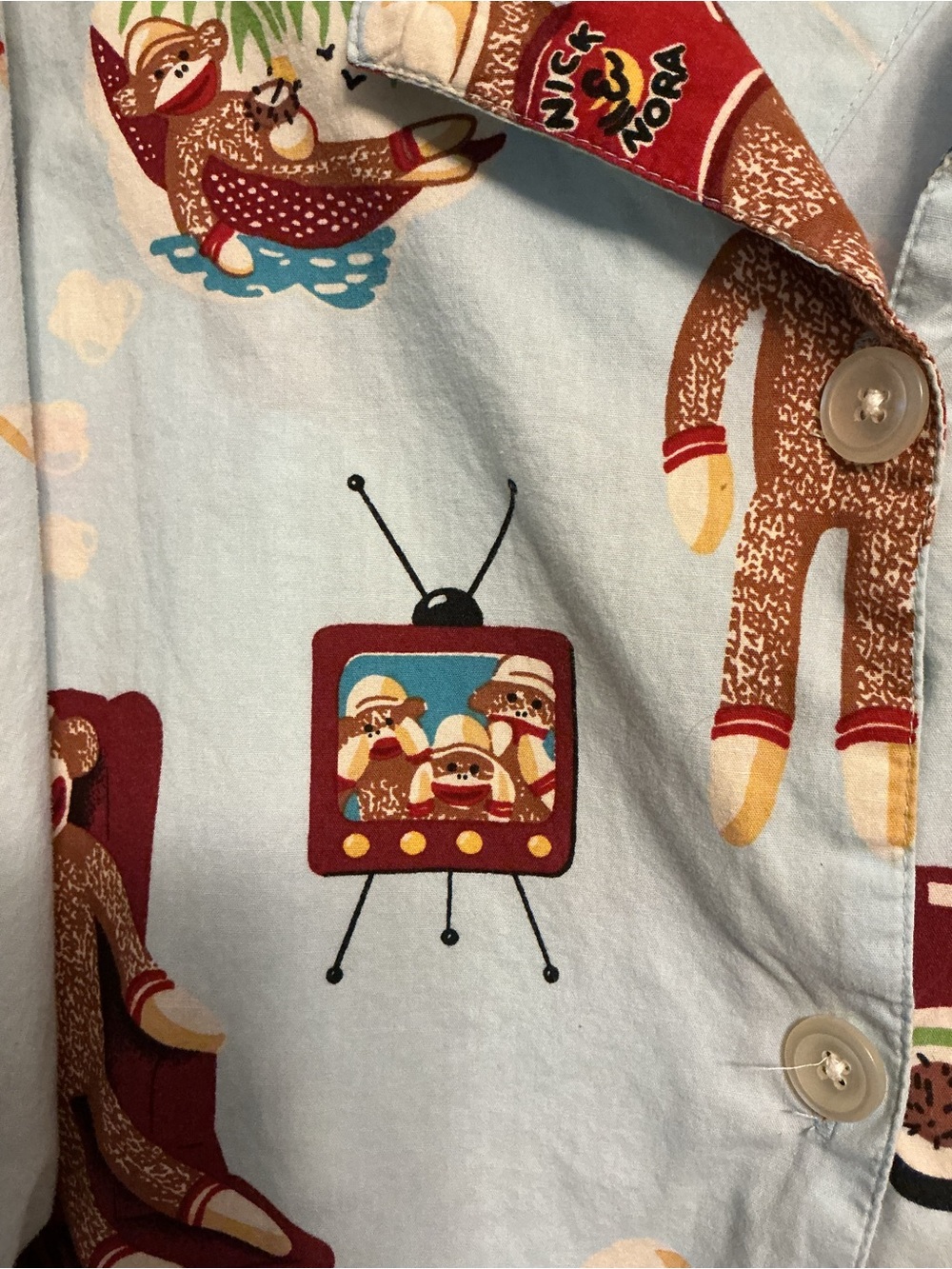 Nick & Nora Monkeys Pajama Top - Med View 3